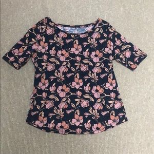 Pink Floral Top Medium LOFT Brand